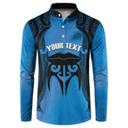 Personalised Moko Kauae New Zealand Button Sweatshirt Maori Chin Tattoo Blue - Aussie Hoodie
