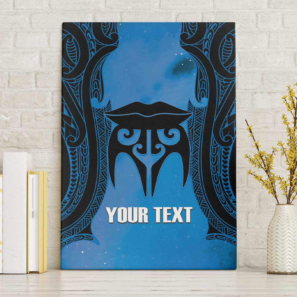 Personalised Moko Kauae New Zealand Canvas Wall Art Maori Chin Tattoo Blue - Aussie Hoodie