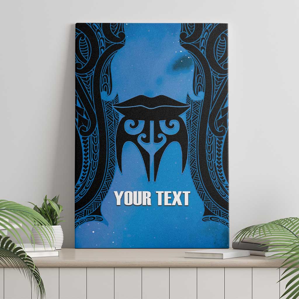 Personalised Moko Kauae New Zealand Canvas Wall Art Maori Chin Tattoo Blue - Aussie Hoodie