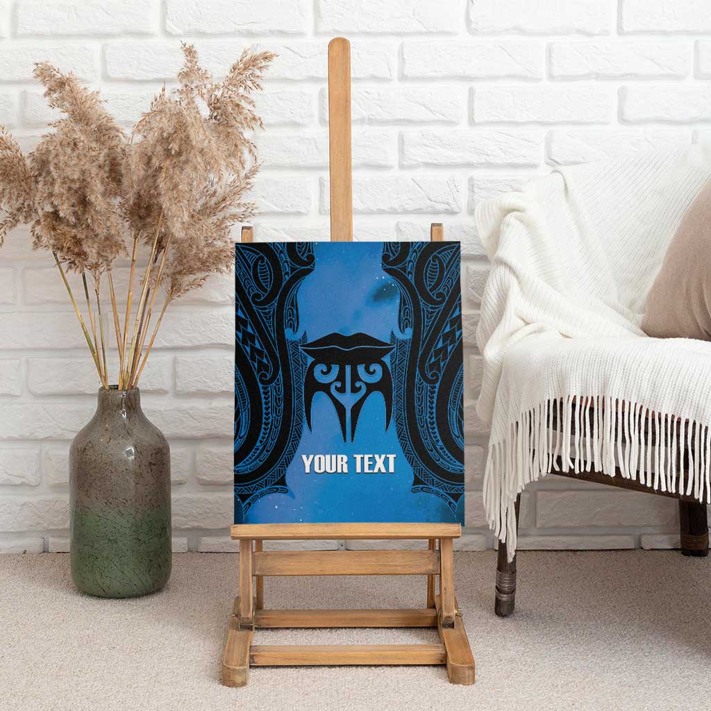 Personalised Moko Kauae New Zealand Canvas Wall Art Maori Chin Tattoo Blue - Aussie Hoodie
