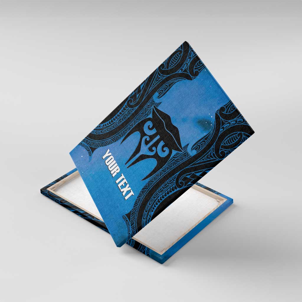 Personalised Moko Kauae New Zealand Canvas Wall Art Maori Chin Tattoo Blue - Aussie Hoodie