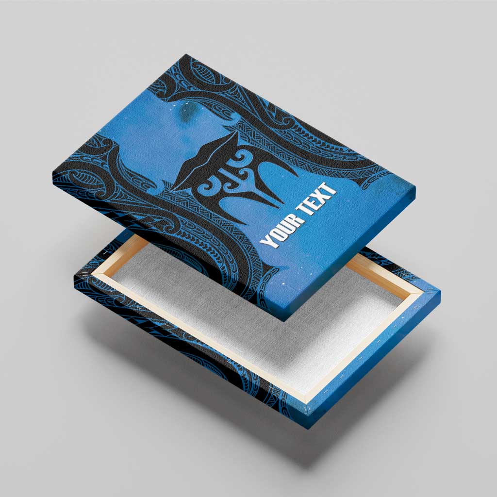 Personalised Moko Kauae New Zealand Canvas Wall Art Maori Chin Tattoo Blue - Aussie Hoodie