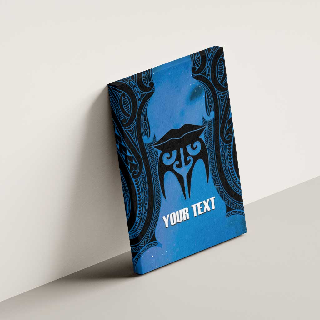Personalised Moko Kauae New Zealand Canvas Wall Art Maori Chin Tattoo Blue - Aussie Hoodie