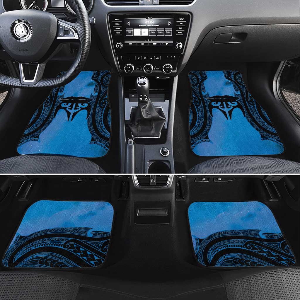 Personalised Moko Kauae New Zealand Car Mats Maori Chin Tattoo Blue - Aussie Hoodie
