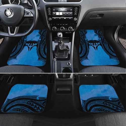 Personalised Moko Kauae New Zealand Car Mats Maori Chin Tattoo Blue - Aussie Hoodie