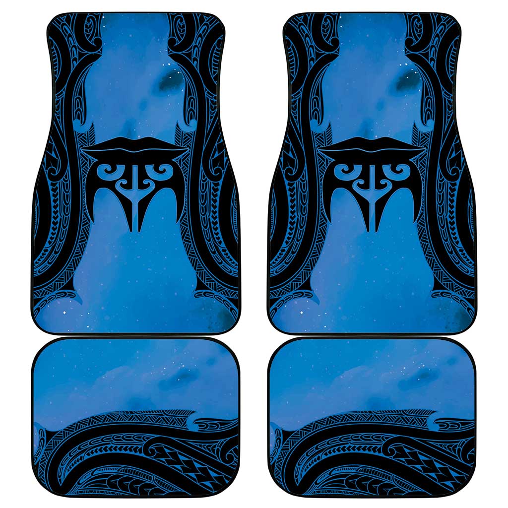 Personalised Moko Kauae New Zealand Car Mats Maori Chin Tattoo Blue - Aussie Hoodie