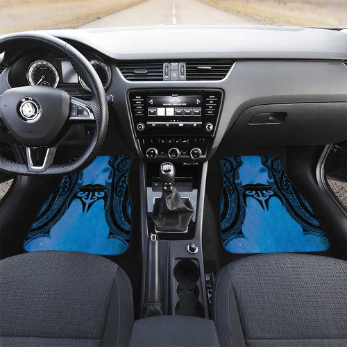 Personalised Moko Kauae New Zealand Car Mats Maori Chin Tattoo Blue - Aussie Hoodie