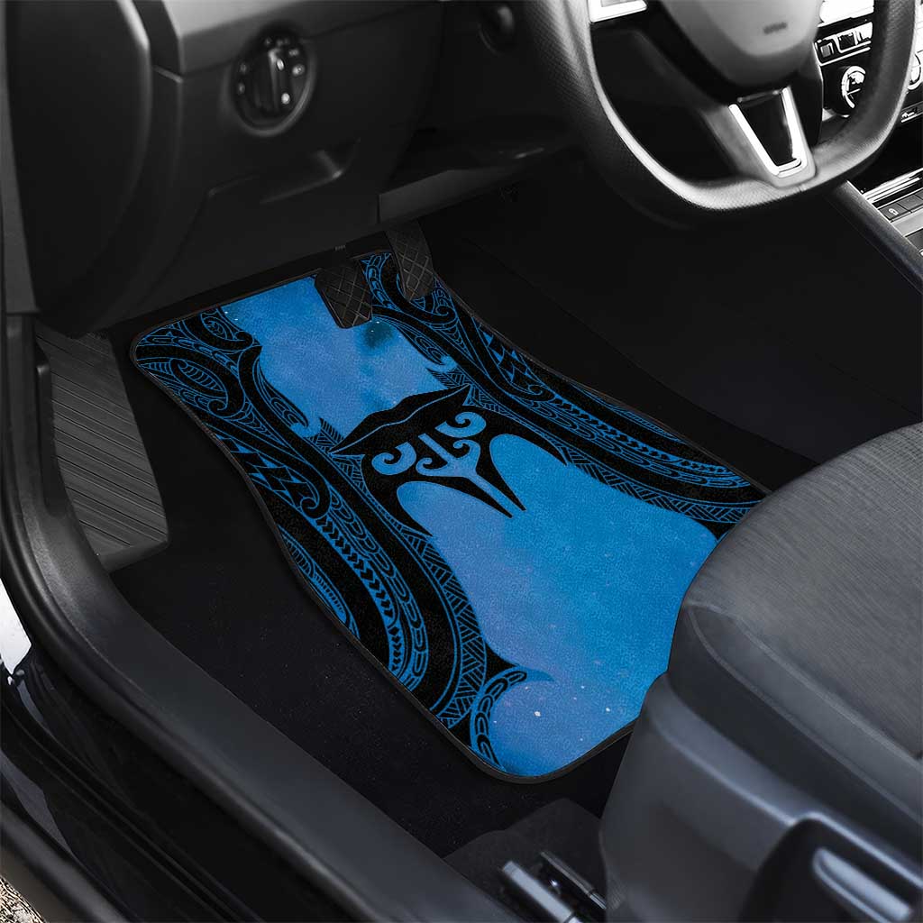 Personalised Moko Kauae New Zealand Car Mats Maori Chin Tattoo Blue - Aussie Hoodie