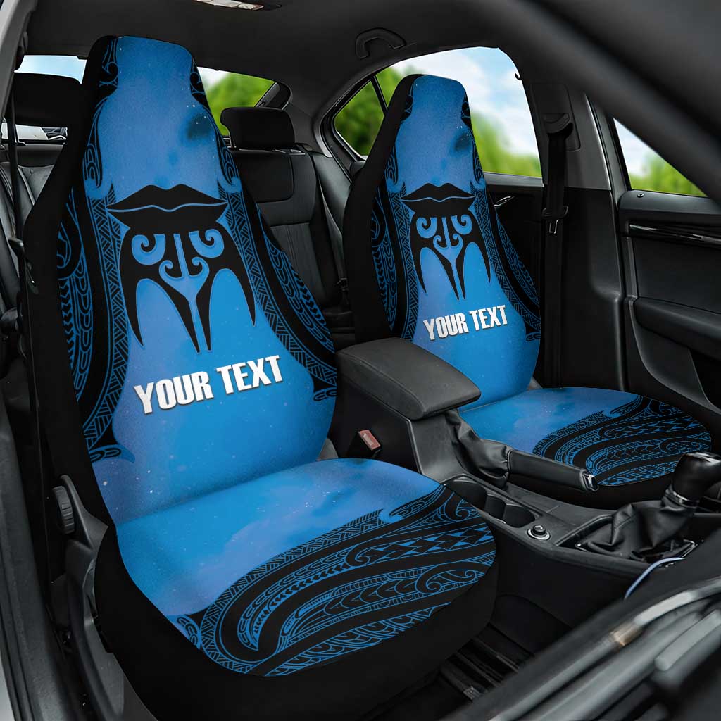Personalised Moko Kauae New Zealand Car Seat Cover Maori Chin Tattoo Blue - Aussie Hoodie