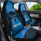 Personalised Moko Kauae New Zealand Car Seat Cover Maori Chin Tattoo Blue - Aussie Hoodie