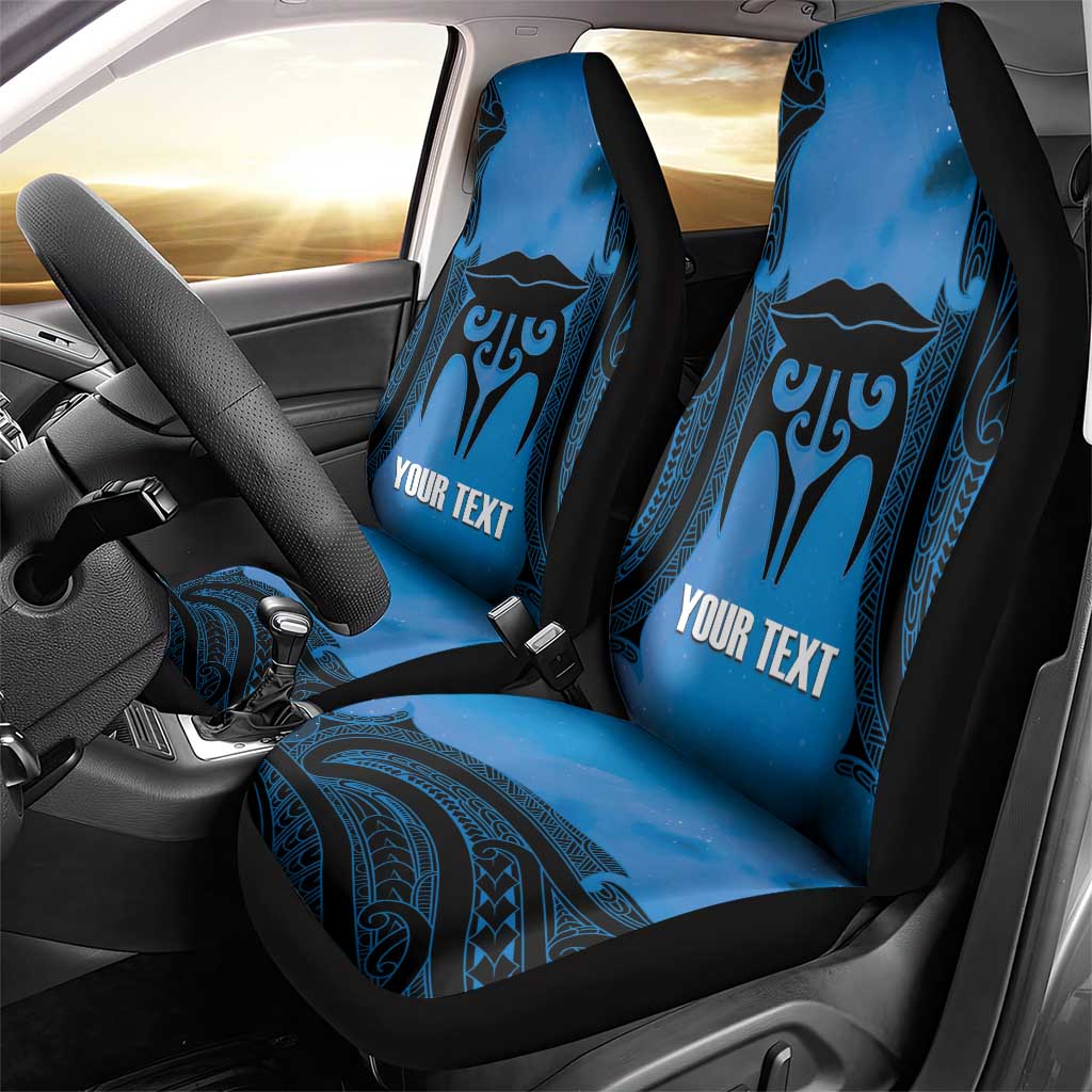 Personalised Moko Kauae New Zealand Car Seat Cover Maori Chin Tattoo Blue - Aussie Hoodie