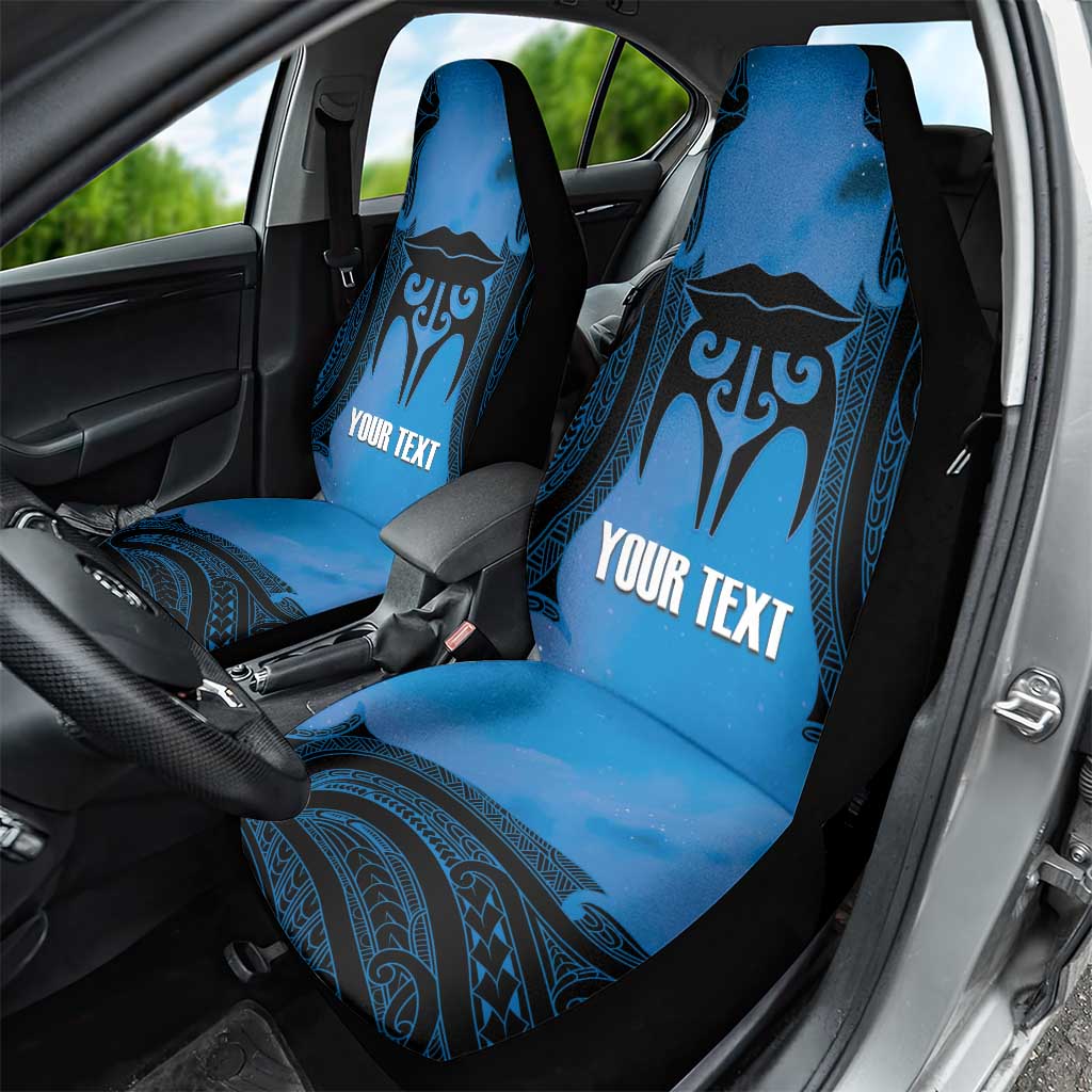 Personalised Moko Kauae New Zealand Car Seat Cover Maori Chin Tattoo Blue - Aussie Hoodie