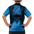 Personalised Moko Kauae New Zealand Family Matching Mermaid Dress and Hawaiian Shirt Maori Chin Tattoo Blue - Aussie Hoodie