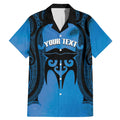 Personalised Moko Kauae New Zealand Family Matching Mermaid Dress and Hawaiian Shirt Maori Chin Tattoo Blue - Aussie Hoodie