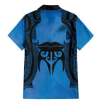 Personalised Moko Kauae New Zealand Family Matching Mermaid Dress and Hawaiian Shirt Maori Chin Tattoo Blue - Aussie Hoodie