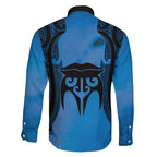 Personalised Moko Kauae New Zealand Family Matching Mermaid Dress and Hawaiian Shirt Maori Chin Tattoo Blue - Aussie Hoodie