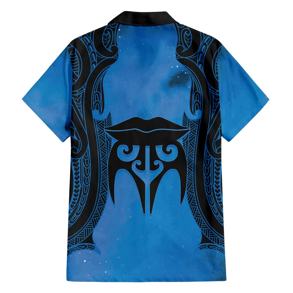 Personalised Moko Kauae New Zealand Family Matching Off The Shoulder Long Sleeve Dress and Hawaiian Shirt Maori Chin Tattoo Blue - Aussie Hoodie