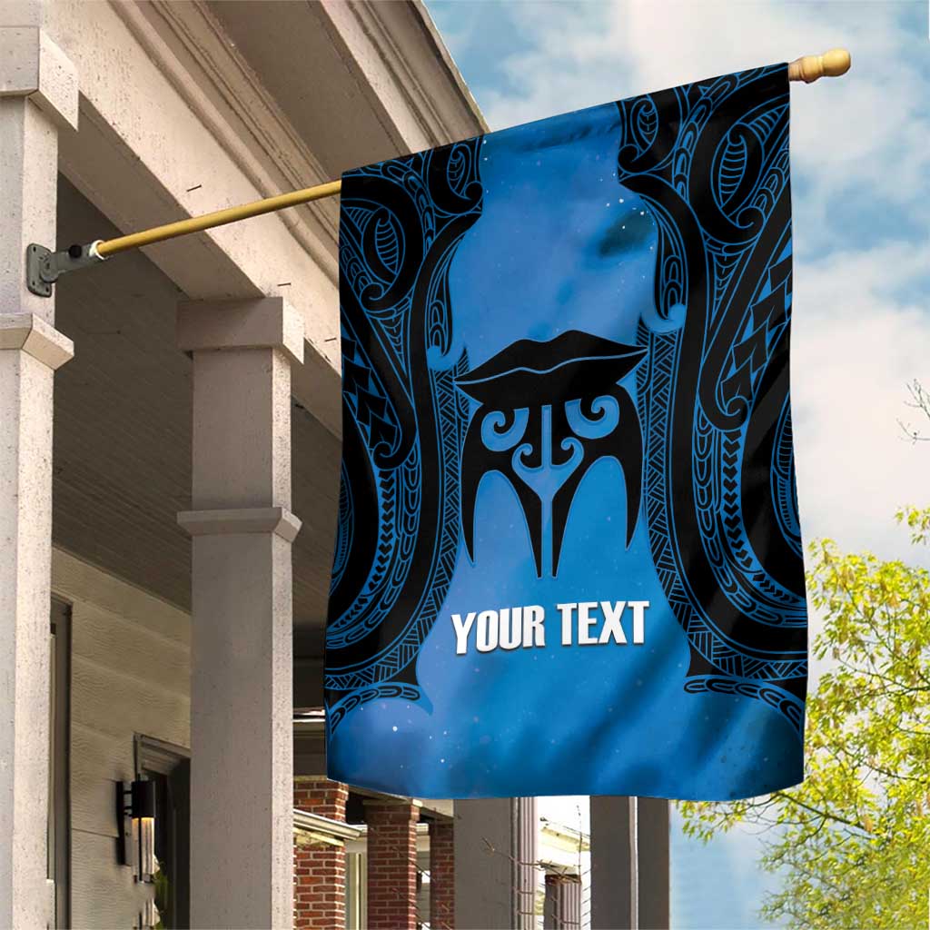 Personalised Moko Kauae New Zealand Garden Flag Maori Chin Tattoo Blue - Aussie Hoodie