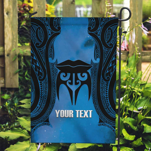 Personalised Moko Kauae New Zealand Garden Flag Maori Chin Tattoo Blue - Aussie Hoodie