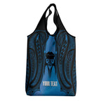 Personalised Moko Kauae New Zealand Grocery Bag Maori Chin Tattoo Blue - Aussie Hoodie