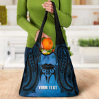 Personalised Moko Kauae New Zealand Grocery Bag Maori Chin Tattoo Blue - Aussie Hoodie