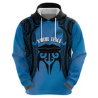 Personalised Moko Kauae New Zealand Hoodie Maori Chin Tattoo Blue - Aussie Hoodie