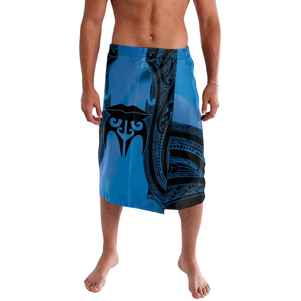 Personalised Moko Kauae New Zealand Lavalava Maori Chin Tattoo Blue - Aussie Hoodie