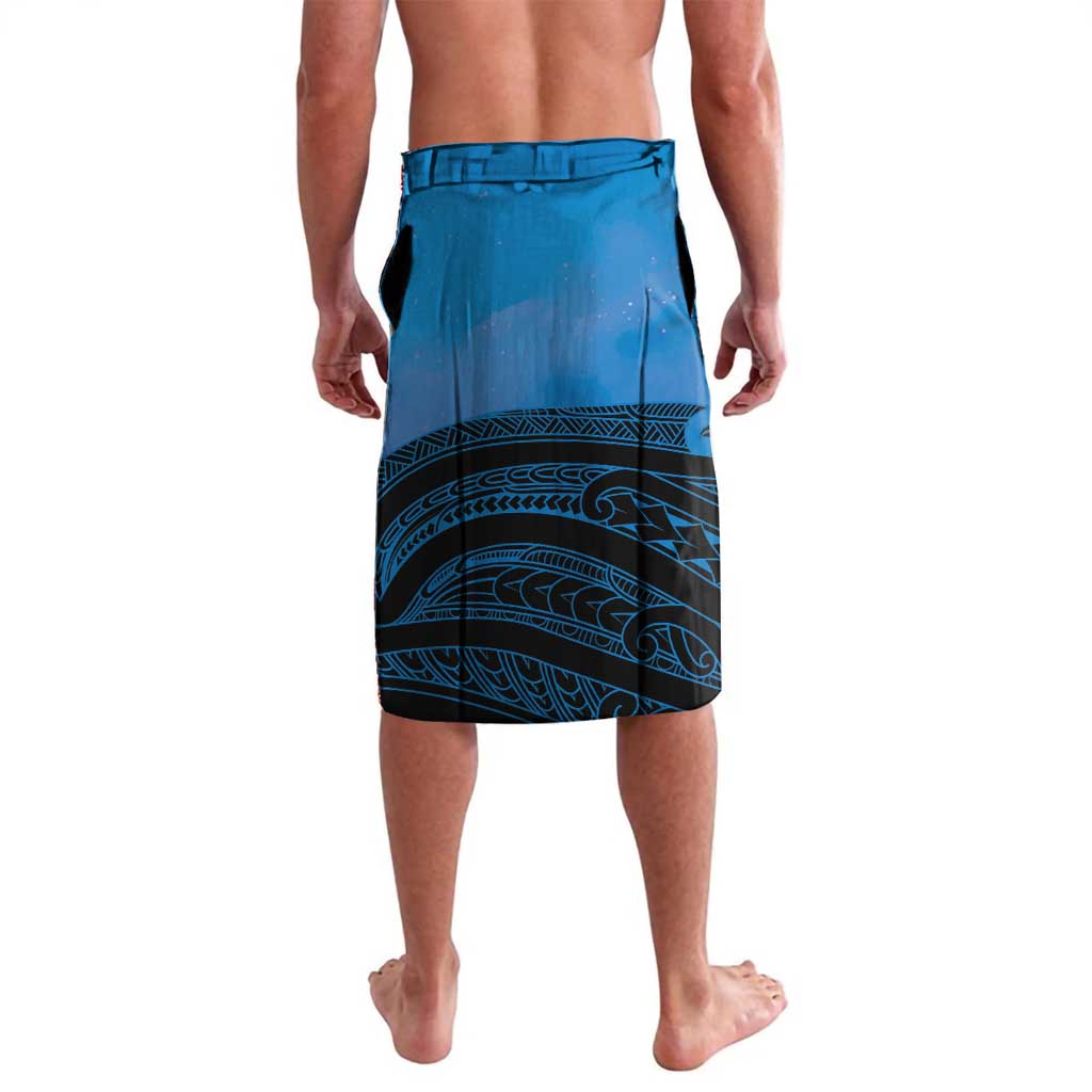 Personalised Moko Kauae New Zealand Lavalava Maori Chin Tattoo Blue - Aussie Hoodie