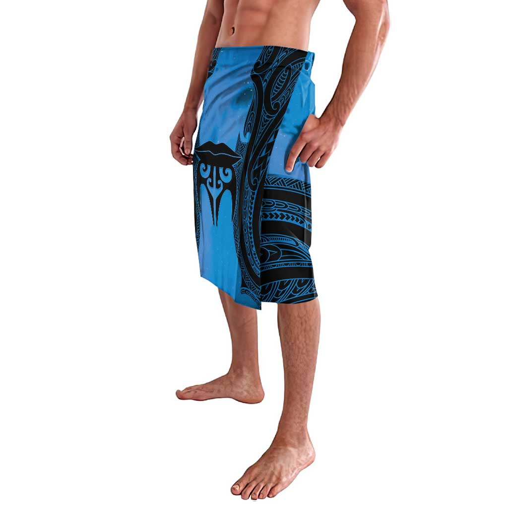 Personalised Moko Kauae New Zealand Lavalava Maori Chin Tattoo Blue - Aussie Hoodie