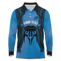 Personalised Moko Kauae New Zealand Long Sleeve Polo Shirt Maori Chin Tattoo Blue - Aussie Hoodie