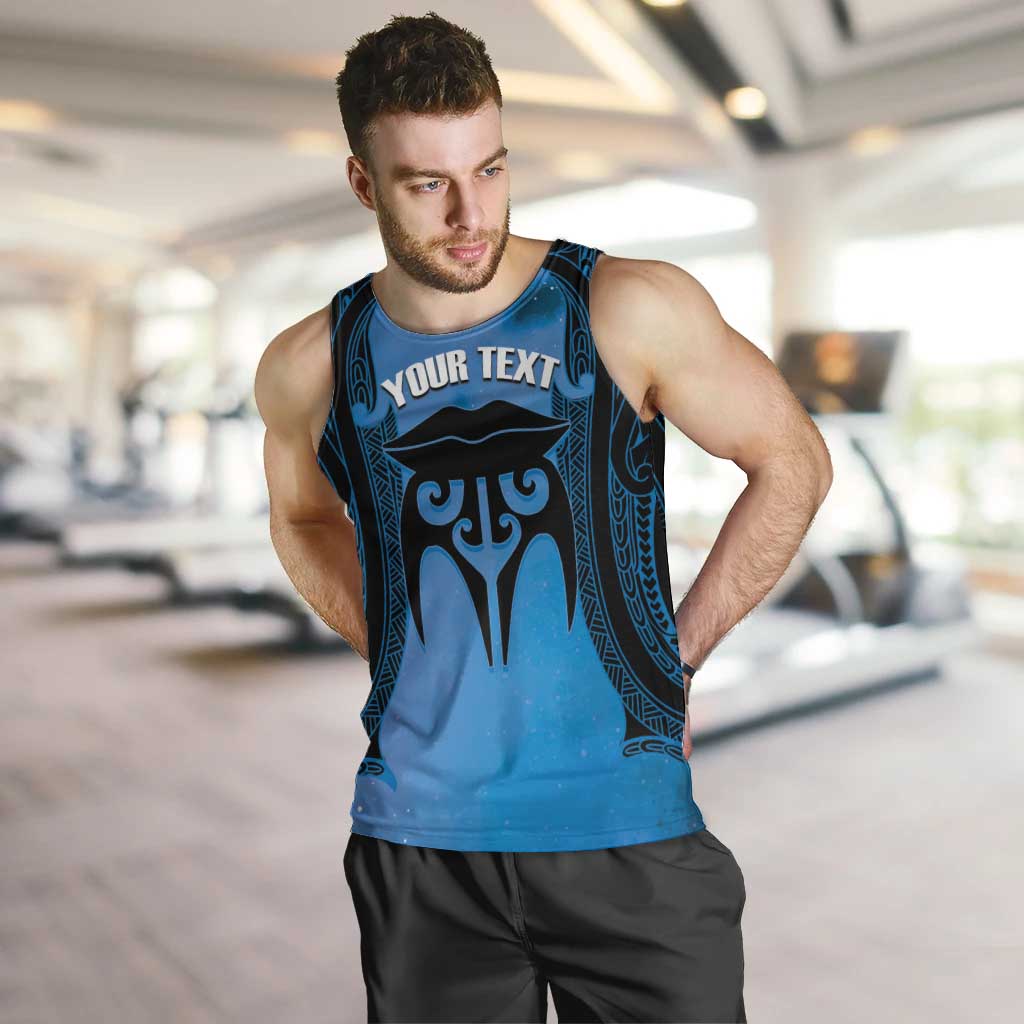 Personalised Moko Kauae New Zealand Men Tank Top Maori Chin Tattoo Blue - Aussie Hoodie