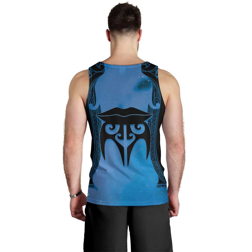 Personalised Moko Kauae New Zealand Men Tank Top Maori Chin Tattoo Blue - Aussie Hoodie