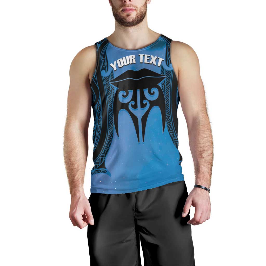 Personalised Moko Kauae New Zealand Men Tank Top Maori Chin Tattoo Blue - Aussie Hoodie