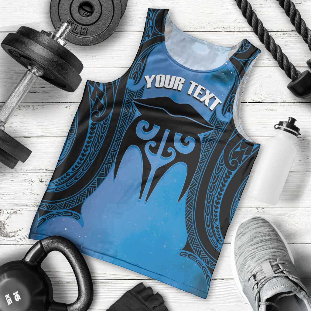 Personalised Moko Kauae New Zealand Men Tank Top Maori Chin Tattoo Blue - Aussie Hoodie
