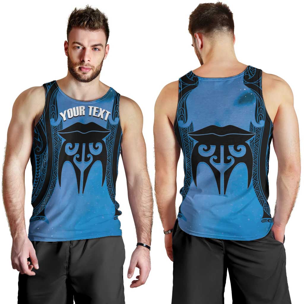 Personalised Moko Kauae New Zealand Men Tank Top Maori Chin Tattoo Blue - Aussie Hoodie