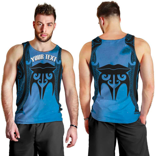 Personalised Moko Kauae New Zealand Men Tank Top Maori Chin Tattoo Blue - Aussie Hoodie