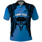 Personalised Moko Kauae New Zealand Polo Shirt Maori Chin Tattoo Blue - Aussie Hoodie