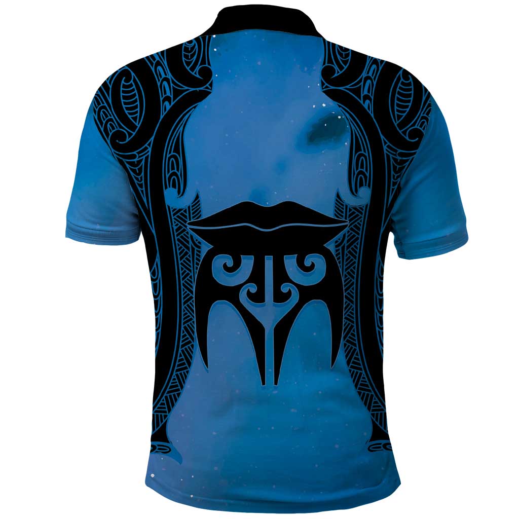 Personalised Moko Kauae New Zealand Polo Shirt Maori Chin Tattoo Blue - Aussie Hoodie