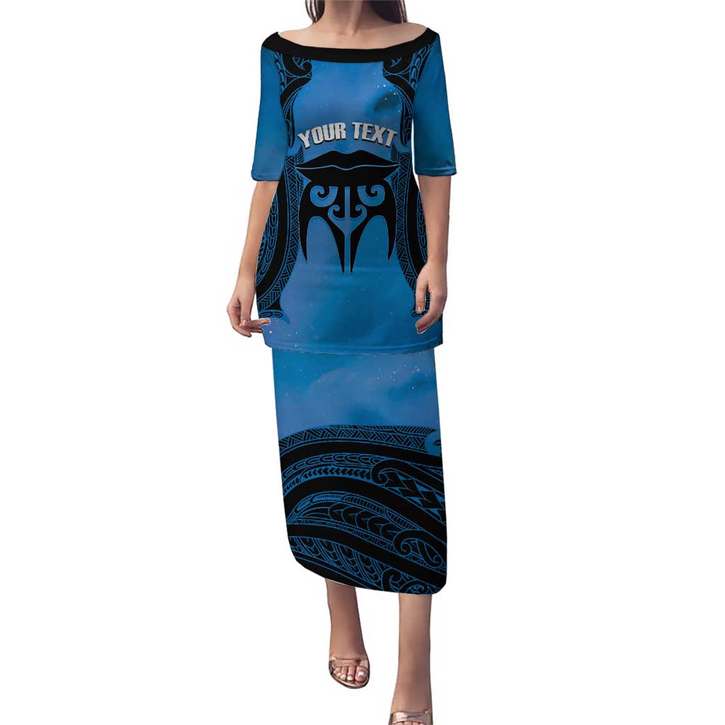 Personalised Moko Kauae New Zealand Puletasi Maori Chin Tattoo Blue - Aussie Hoodie