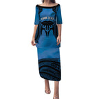 Personalised Moko Kauae New Zealand Puletasi Maori Chin Tattoo Blue - Aussie Hoodie