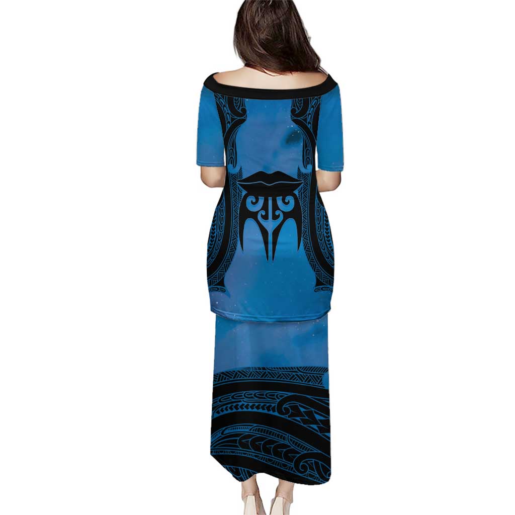 Personalised Moko Kauae New Zealand Puletasi Maori Chin Tattoo Blue - Aussie Hoodie