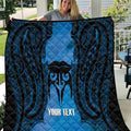 Personalised Moko Kauae New Zealand Quilt Maori Chin Tattoo Blue - Aussie Hoodie