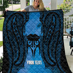 Personalised Moko Kauae New Zealand Quilt Maori Chin Tattoo Blue - Aussie Hoodie