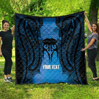 Personalised Moko Kauae New Zealand Quilt Maori Chin Tattoo Blue - Aussie Hoodie