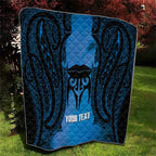 Personalised Moko Kauae New Zealand Quilt Maori Chin Tattoo Blue - Aussie Hoodie