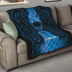Personalised Moko Kauae New Zealand Quilt Maori Chin Tattoo Blue - Aussie Hoodie