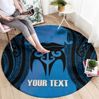 Personalised Moko Kauae New Zealand Round Carpet Maori Chin Tattoo Blue - Aussie Hoodie