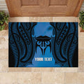 Personalised Moko Kauae New Zealand Rubber Doormat Maori Chin Tattoo Blue - Aussie Hoodie