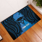 Personalised Moko Kauae New Zealand Rubber Doormat Maori Chin Tattoo Blue - Aussie Hoodie