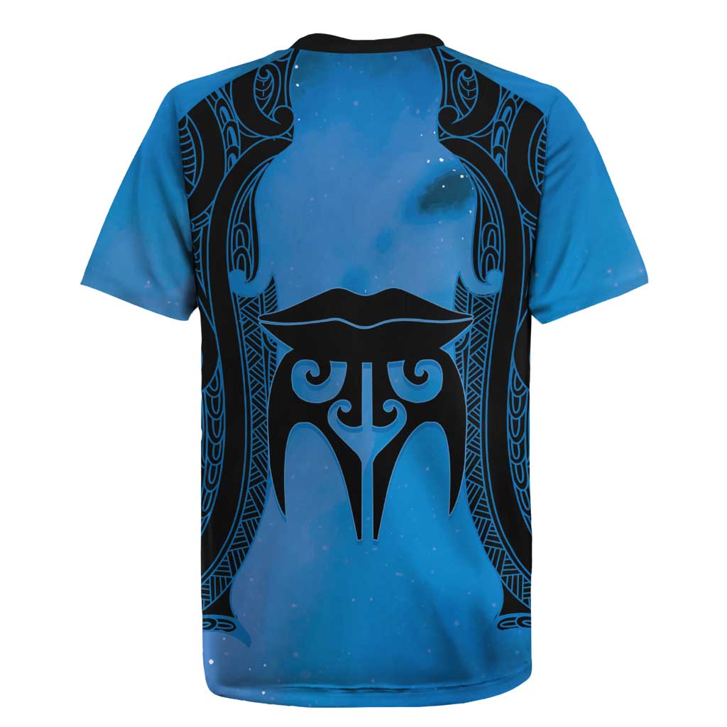 Personalised Moko Kauae New Zealand Rugby Jersey Maori Chin Tattoo Blue - Aussie Hoodie